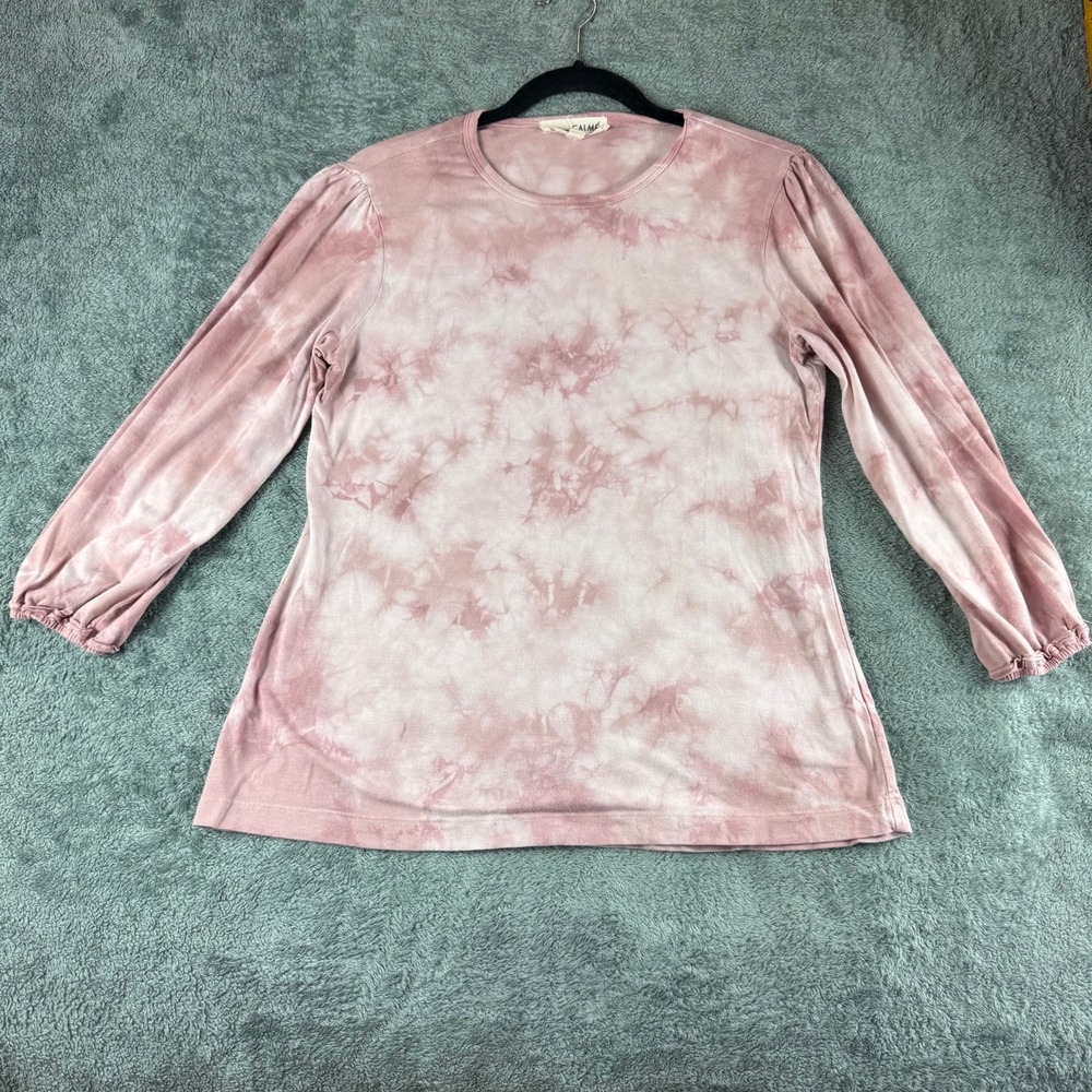 Johny Was Calme Pink Tie Dye Puff Sleeve Long Sleeve Top Women's Size XS